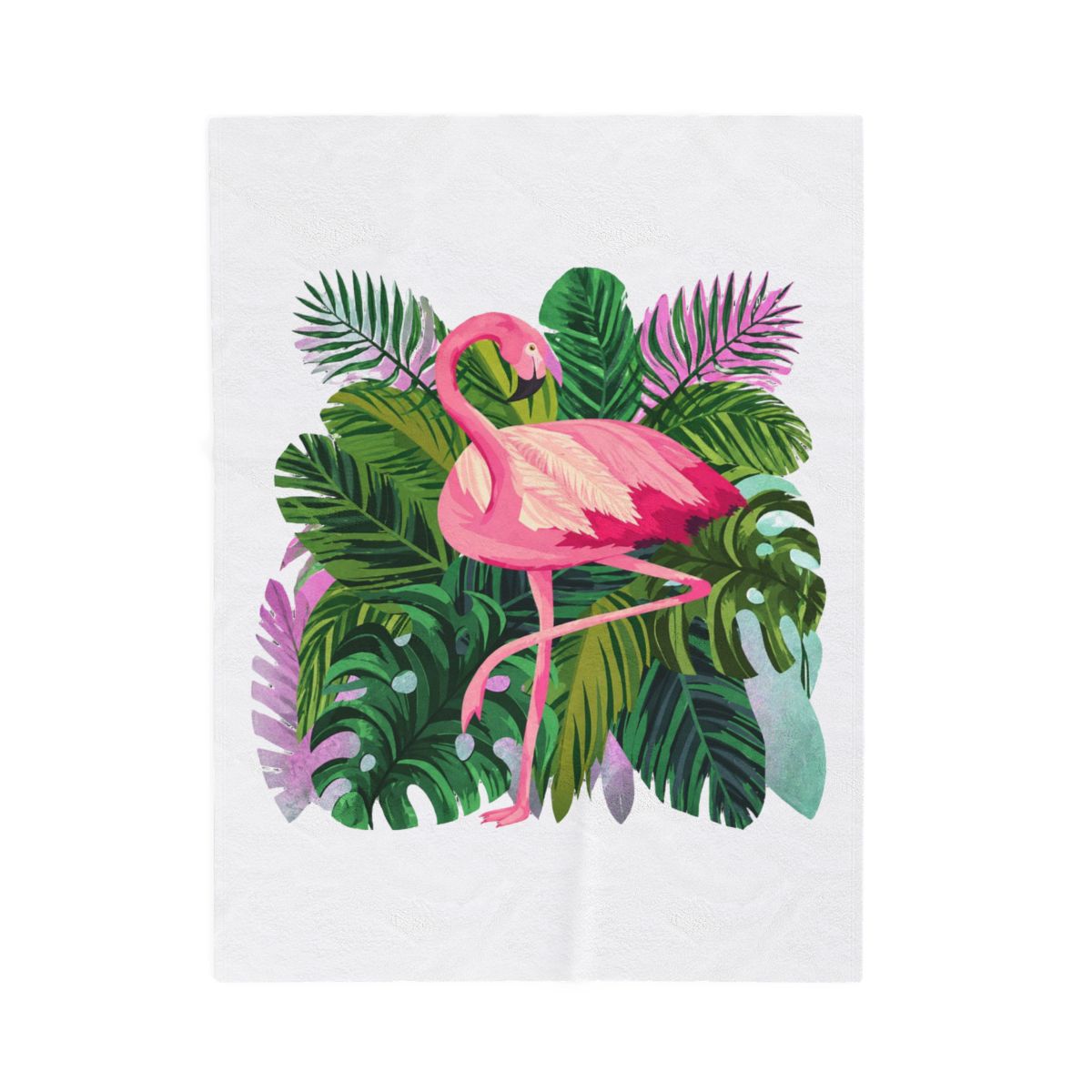 Flamingo Tropical Leaves Blanket | Cozy Tropical Home Decor - Official Creator merchandise